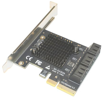 Cosentoll PCIe zu SATA III Erweiterungskarte, 6 Port SATA 3 6Gbps PCI Express 3.0 x4 Controller Karte mit Soft-RAID Unterstützung für Desktop PC & Server