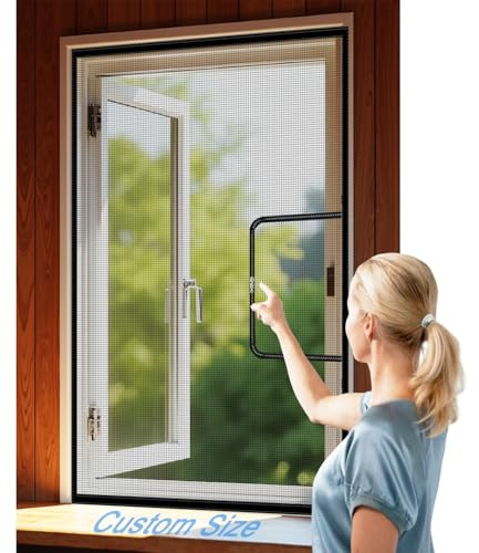 Mosquitera a medida para ventana y balcón – malla nanotecnológica transpirable, a prueba de gatos y antimosquitos, instalación autoadhesiva sin herramientas, cremallera a elegir