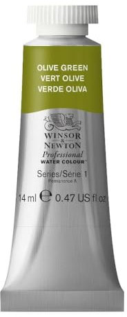 Winsor & Newton Aquarelle Professionnel - Peinture Aquarelle, Haute Luminosité, Résistante à la Lumière, Qualité Archive, Tube de 14 ML, Couleur Vert Olive
