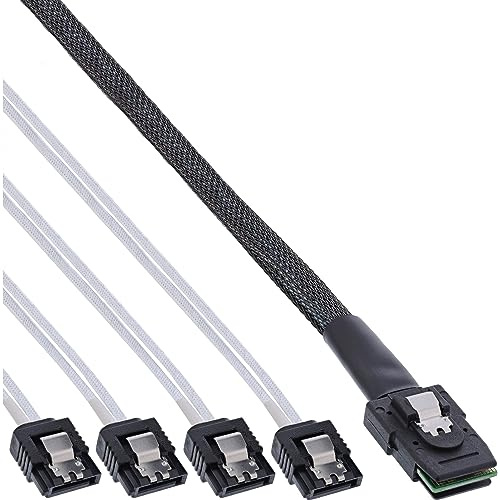 InLine 27620A SAS Anschlusskabel, Mini-SAS SFF-8087 an 4x SATA, 1:1, OCR, 0,75m