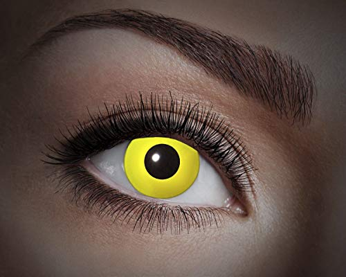 Zoelibat Eyecatcher 84027541-013 - Farbige UV-Kontaktlinsen, 1 Paar, für 12 Monate, Neon Gelb, leuchtend, Karneval, Fasching, Halloween