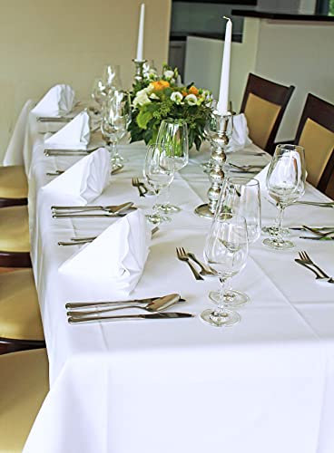 Libusch® Tischdecke Klara, Weiss, ohne Muster, Baumwolle, rechteckig, Hochzeit, Geburtstag, elegant & edel, 140x360cm
