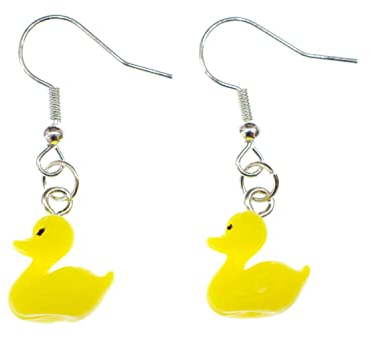 Miniblings Quietscheente Ohrringe Ente Badeente Gummiente Entchen Bad Kunststoff - Handmade Modeschmuck I Ohrhänger Ohrschmuck versilbert