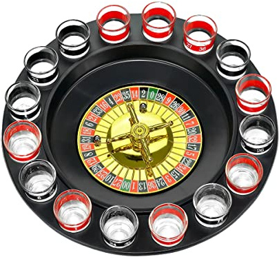 Bo-Toys Drinking Game Glass Roulette - Drinking Game Set (2 Balls and 16 Glasses) Casino Style Drinking Game