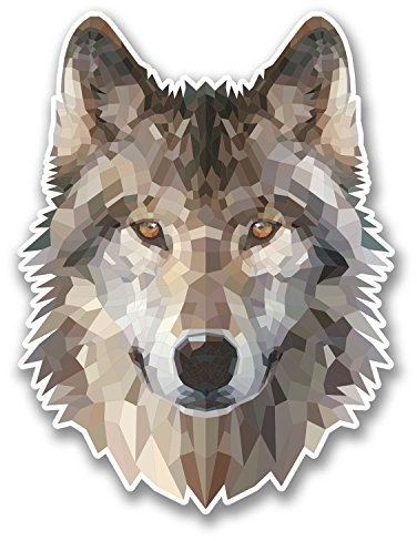 Vinyl-Aufkleber #6370, abstrakter Husky-Wolf, 7,5 cm breit x 10 cm hoch, 2 Stück