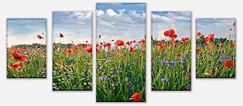 wandmotiv24 Leinwandbild Blumenwiese Variante 4-200 x 90cm Bilder auf Leinwand, Wandbild M0493
