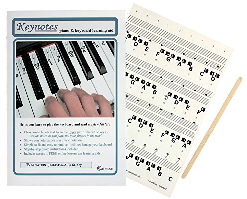 KEYNOTES Piano Stickers for 49, 54, or 61-KEY Music Keyboard + Online Lessons