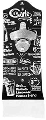 BISTROT KV7099 Décapsuleur Mural Bois Beige/Noir 11,2 x 7,1 x 30,6 cm - Coloris Aléatoire