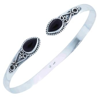 mantraroma armreif armband silber 925 Edelstein | echtes Silber, verschiedene echte Steine zur Auswahl, handarbeit aus Indien, im Geschenkbeutel