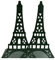 1 paire de serre-livres décoratifs en forme de tour Eiffel, en métal - Pour étagère, bureau, etc. Noir