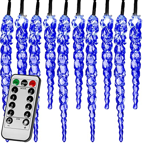 VOLTRONIC 40 LEDs Lichterkette Eiszapfen, innen und außen, IP44, Modell- und Farbwahl, blau, Fernbedienung