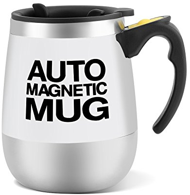Self Stirring Coffee Mug, Richer-R Tasse de Mélange en Acier Inoxydable Electrique Café Agitation Tasse de Mélange Automatique Auto Mixing Tea Coffee Cup Parfait pour Mélange Jus, Café(Blanc)