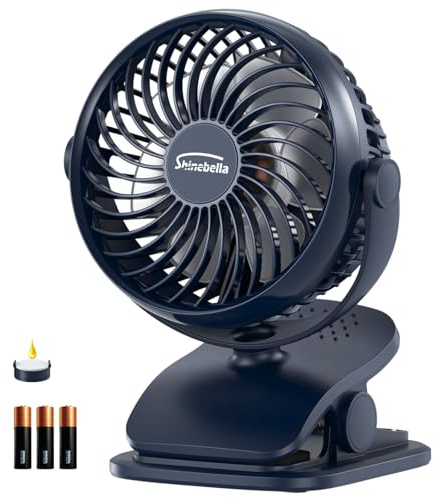Shinebella AA Battery Powered Clip on Fan with 4-Speed, 5’’ Small Desk Fan with Aroma Function, USB Powered, 360°Rotation, Ultra Quiet, for Golf Cart, Stroller, Bedroom,Car(Batteries Not Included)