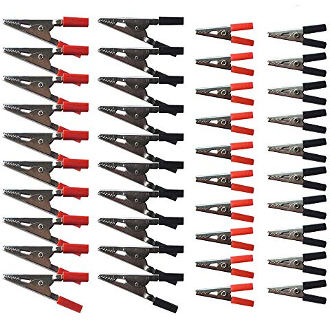 Senven 40pcs morsetto a coccodrillo, morsetto a coccodrillo in metallo test morsetto coccodrillo test attraverso il lavoro di elettricista, clip di isolamento in metallo batteria pinza coccodrillo.