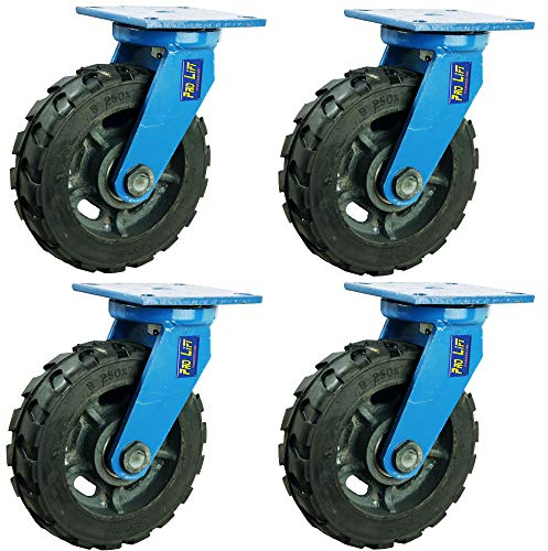 Pro-Lift-Werkzeuge 4 Stück Lenkrollen je 800 kg Tragkraft Vollgummi Rollendurchmesser ca. 240 mm Schwerlastrollen 4x Transportrollen Rollen lenkbar