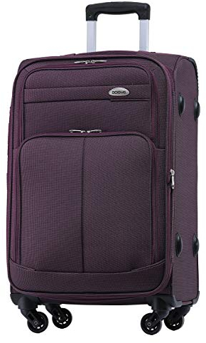 BEIBYE Leichter Stoffkoffer Kofferset Trolley Außentaschen Dehungsfuge mehr Stauraum mit Zahlenschloss (Lila, L-Mittlerer Koffer-64cm)