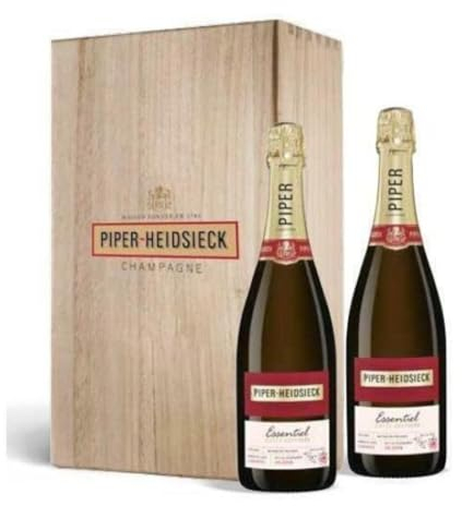 PIPER-HEIDSIECK CHAMPAGNE ESSENTIEL CUVEE RESERVE 75 CL DUE BOTTIGLIE IN CASSETTA DI LEGNO