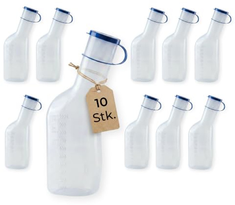 10x Medi-Inn Männer Urinflasche 1L Polypropylen autoklavierbar mit Deckel | Männer Urinflasche 1 L mit Deckel – Urinal, Bettflasche, Harnflasche, Pinkelflasche, Urinente | Pflege, Reise & Zuhause