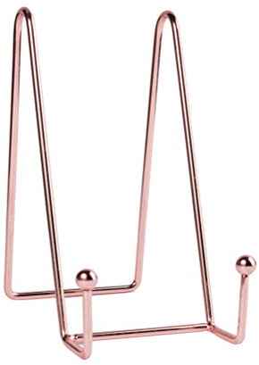 Metal Rose Gold Stand Platter Stand Easel Display Rack for Tea Table Countertop Desktop Office (Size L)