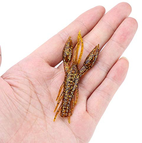 Demeras Künstlicher Köder Soft Fishing Köder Lebensechte Krebse Schnell sinkender Köder Für die Verwendung in einem Texas(Sauce Yellow, 6#)