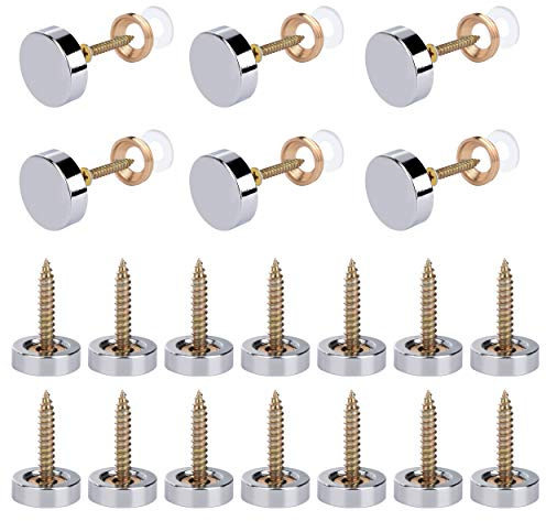 Spiegelschrauben Dekorative Nägel mit Schrauben Kappen und Gummistopfen Spiegel Nagel für Dekoration Teetischen Kleiderschränken Bilderrahmens 16mm 20 Stück