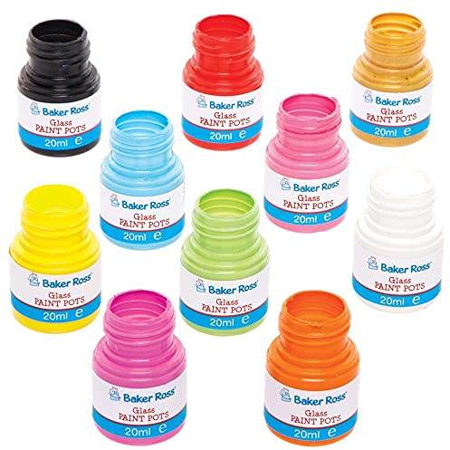 Baker Ross FE595 Peinture pour verre - Paquet de 10, Peinture céramique, Ensembles de peinture pour enfants, Peinture pour enfants