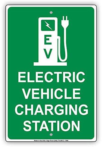 Electric Vehicle Charging Station Reserved Spot With Graphic Alert Caution Warning Aluminum Metal aluminum 8x12 Sign Plate