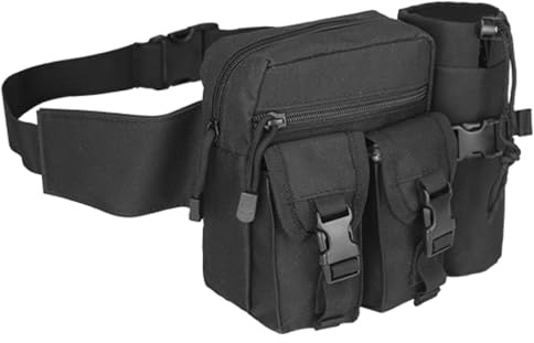 TRIWONDER Taktische Gürteltasche mit Flaschenhalter, Multifunctional Hüfttaschen Militär Bauchtasche für Outdoor Laufen Wandern Radfahren Camping Klettern (01 Schwarz)