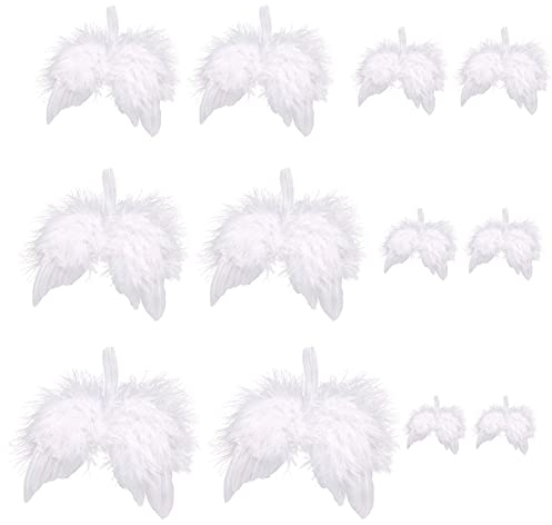 12 Stück Christbaumschmuck Federn Flügel Engel Anhänger Engelsflügel Weihnachtsbaum Deko Federn Engelflügel Engels Feder Flügel für Weihnachtsfeier Dekoration DIY Handwerk Hochzeitsdekor (6 Größen)