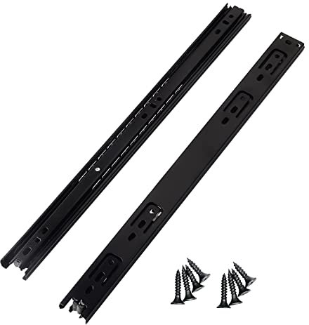 Duchunsheng 1 Pares De Corredores De Cajón con Cojinetes De Bolas De Acero Diapositivas Negro, Ancho 30 35 40 45 Mm, Extensión Total - Guias Cajones De Metal para Cajón De Cocina, Montaje Lateral