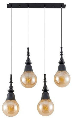 Lucande Pendelleuchte Gesja (Modern) in Schwarz aus Metall (4 flammig, E27) - Deckenlampe Esstischlampe Hängelampe Hängeleuchte Wohnzimmerleuchte