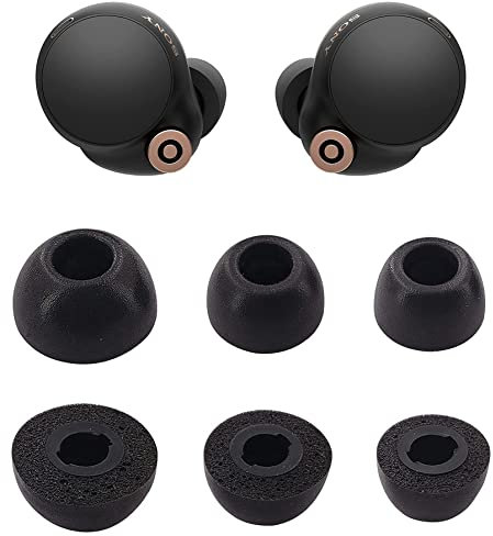 Rqker Foam Eartips Compatible with Sony WF-1000XM4 Earbuds, 3 Pairs S/M/L Size Soft Memory Foam Replacement Ear Tips Earbud Tips Foam Eartips Compatible with Sony WF-1000XM4, Black SML
