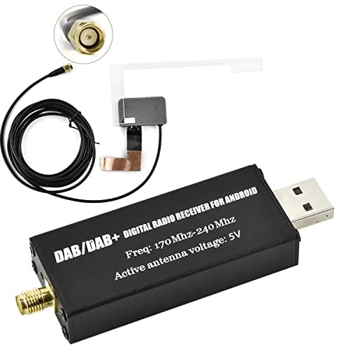 Hikity Adattatore Dab/Dab + USB Auto, Dongle Dab in Car Ricevitore Radio Digitale Dab Chiavetta USB 2.0 Dab con Antenna Dab per autoradio Android