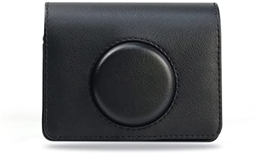 Jzhen Kameratasche Kompatibel mit Fufifilm Instax Mini EVO, Premium PU Leder Tasche für Mini EVO Sofortbildkamera mit Schultergurt (Schwarz)