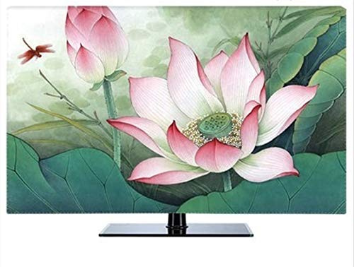 19 - 80 22 Inch 75 Inch Screen TV Cover Decorative Hood Curtain Painting Locus Waterproof Green Blue Tv cover (Color : Green, Specification : 70 inch)