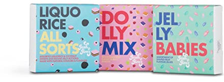 Josh & Jim's Gift Sweet Box, Dolly Mixtures, Jelly Babies, Liquorice & Coconut Sweets All Sorts, Classic Retro Sweet Selection, Made With Natural Flavours & Colours, Gift For Sharing & Gift, 3x125g