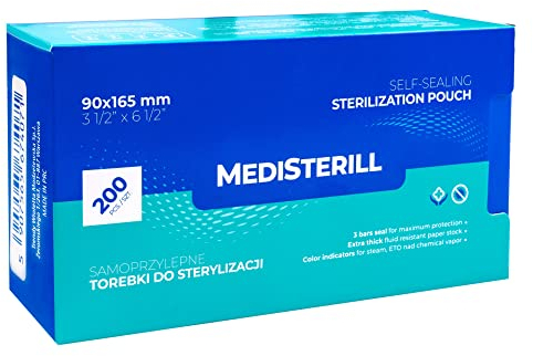 200 sacchetti autosigillanti per sterilizzazione dentale in PVC, sacchetti autoclavi, per strumenti di pulizia (90X165)