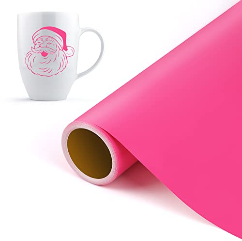 Juspota Rouleau Vinyle Adhésif - 30.5x305cm Feuilles Vinyl Autocollant Pour Plotter de Découpe, Film Pour Silhouette Cameo, Cadeaux de Bricolage, Fenêtre, Céramique, Plastique,Tasse, Rose