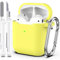 R-fun Kompatibel mit AirPods 2. Generation 2019 Case, 1. Gen 2016 Hülle Case Cover mit Reinigungsset und Schlüsselanhänger, weicher Silikonschutz für Apple AirPods Hülle,Gelb