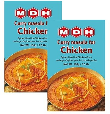 MDH Various Seasoning Masala Powder - Spices Mix Curry Masala Recipe Mixes Casserole Seasoning Herbs - Aromatic & Enhances the flavor of the meal (Chicken Curry Masala (100g), Pack of 2)