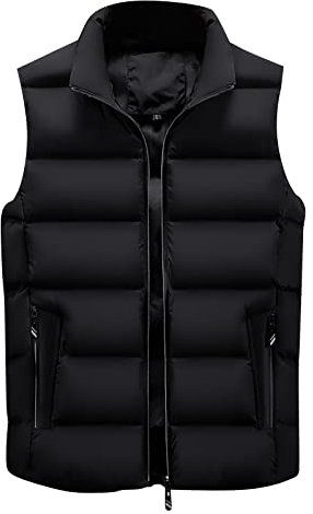 Generisch Weste Herren, Outdoor Jacke Herbst Reißverschluss Regelmäßige Mit Vielen Taschen Lederweste Herren Schwarz Männer Kapuze Stepwesteweste 90Ziger Herrenweste Vest (4XL, Schwarz)