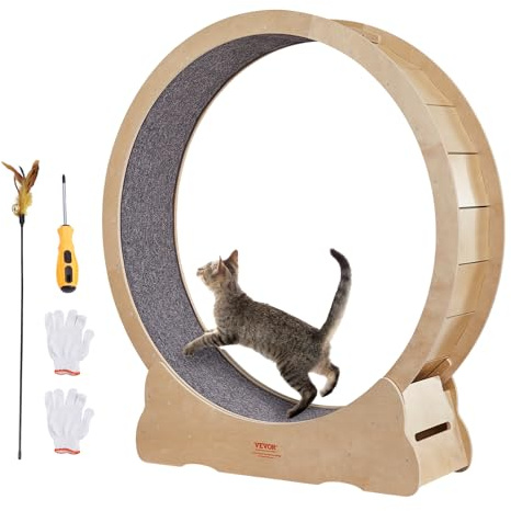 VEVOR Roue d'exercice pour Chat 1320 mm Grande Roue de Tapis Roulant pour Chat Intérieur Roue de Course Tapis Détachable et Taquin pour Chat pour Course Marche Entraînement Convient Plupart des Chats
