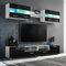 Festnight Conjunto de Muebles de Salón 5 Piezas con iluminación LED, Módulos Mueble Comedor Salón TV Completo, Mueble TV de Pared con LED y Puertas, Conjunto TV Salon Negro Brillante