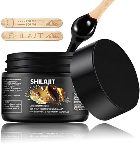 Shilajit Himalaya Bio 50g - Natürliches Shilajit Harz - Shilajit Reines Himalaya - mit 85+Mineralien und Vegan - Premium Shilajit Original Himalaya Inklusive Messlöffel