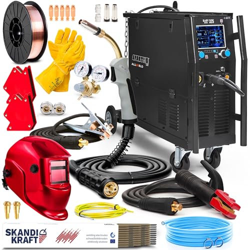 Spartus EasyMIG 325 - Soldador Inverter Profesional 300A - Sinergia Total - MIG/MAG, MMA, TIG-LIFT - Regulación de Inductividad - 2T/4T, Euroconector, Chasis Rodante - Set Premium