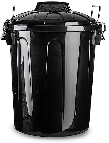 AC - Cubo de basura de plástico con asas metálicas - Contenedor de residuos - Papelera, reciclaje, industrial, hogar - Fabricado en España - 7 Litros - Negro