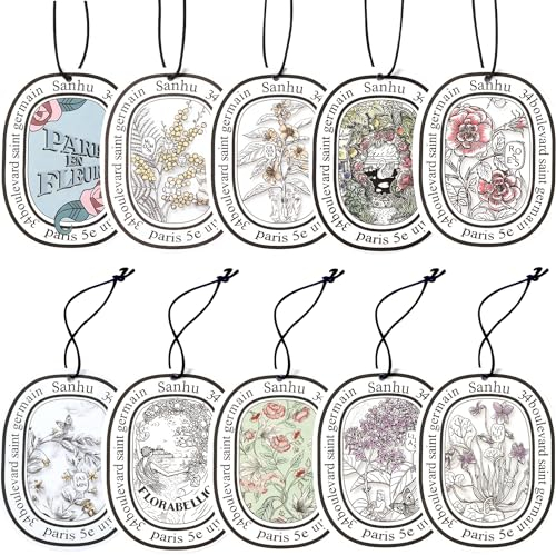 Belugsin 10 Stück Lustige Auto Duftspender - Rückspiegel Lufterfrischer Duftbaum Set - Car Air Freshener Hängend Duftanhänger Tuning