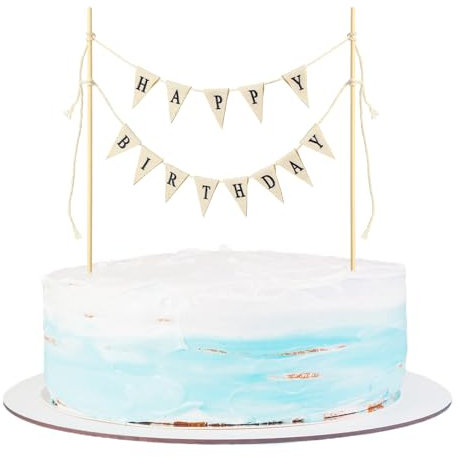 Geburtstagsdeko Kuchen Banner Happy Birthday Girlande Banner Personalisierte Wimpelketten Geburtstags Wimpeldekoration Geburtstag Vintage Leinen Banner Geeignet für Geburtstagsparty Deko Zubehör