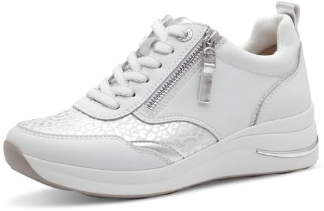 Tamaris Comfort Damen Sneaker flach mit Schnürsenkeln mit Reißverschluss, Weiß (White Nappa), 38 EU