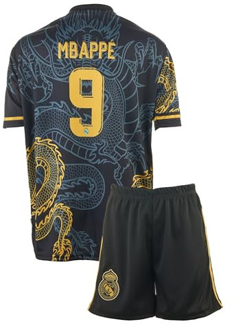 Madrid Mbappe Dunkelblau Drachen Fußball Kinder Trikot ,Spezieller Entwurf , Fussball , Limitierte Auflage, Beschränkte Auflage , Kommen Sie mit Shorts (Dunkelblau,152,mbap)